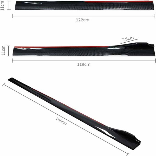 4pcs ABS Car Side Skirt Splitters Lip Winglet Gloss Black Body Line Universal
