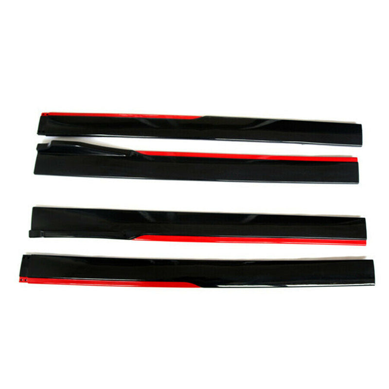 4pcs ABS Car Side Skirt Splitters Lip Winglet Gloss Black + Red Body Line Universal