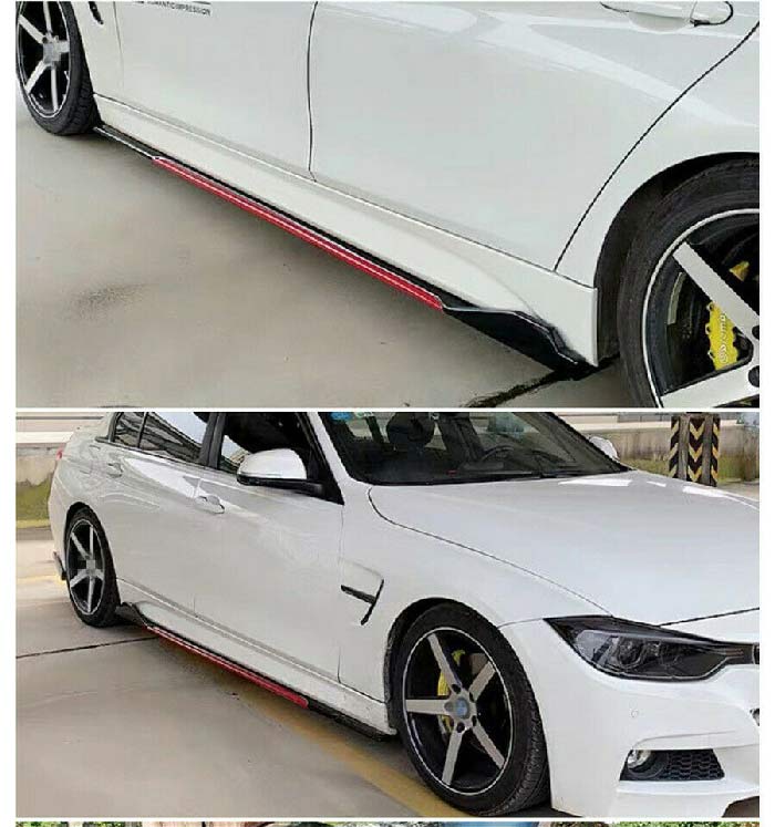 4pcs ABS Car Side Skirt Splitters Lip Winglet Gloss Black + Red Body Line Universal