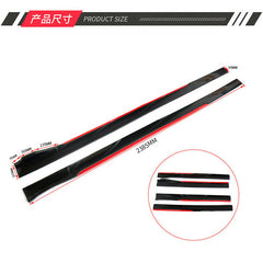 4pcs ABS Car Side Skirt Splitters Lip Winglet Gloss Black + Red Body Line Universal