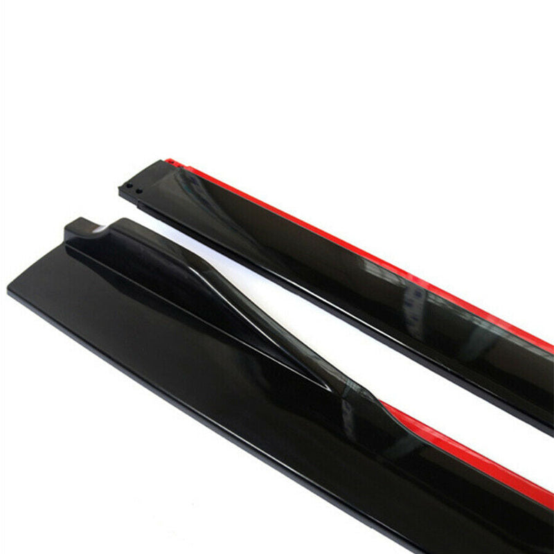 4pcs ABS Car Side Skirt Splitters Lip Winglet Gloss Black + Red Body Line Universal