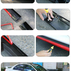 4pcs ABS Car Side Skirt Splitters Lip Winglet Gloss Black + Red Body Line Universal