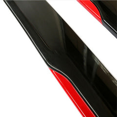 4pcs ABS Car Side Skirt Splitters Lip Winglet Gloss Black + Red Body Line Universal