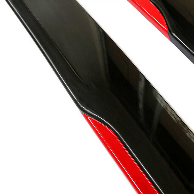 4pcs ABS Car Side Skirt Splitters Lip Winglet Gloss Black + Red Body Line Universal
