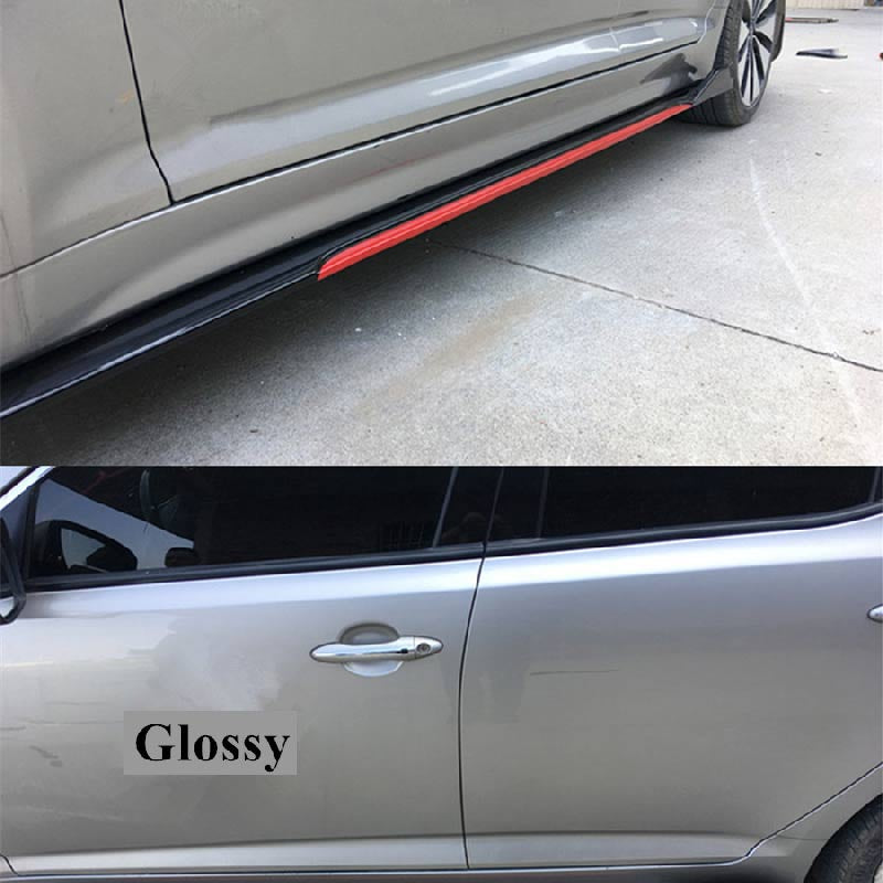 4pcs ABS Car Side Skirt Splitters Lip Winglet Gloss Black + Red Body Line Universal