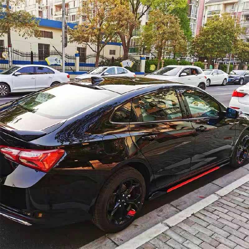 4pcs ABS Car Side Skirt Splitters Lip Winglet Gloss Black + Red Body Line Universal