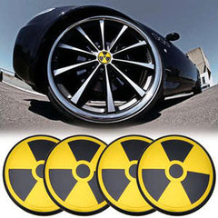 4pcs Biohazard Sign Car Wheel Center Hub Cap Caps Badge Sticker Decal 60mm