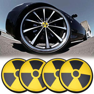 4pcs Biohazard Sign Car Wheel Center Hub Cap Caps Badge Sticker Decal 60mm