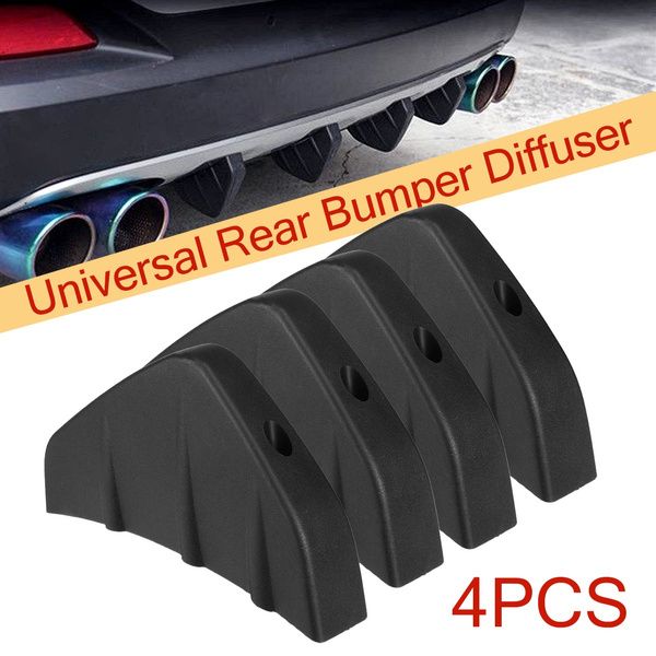 4pcs Black Car Rear Bumper Fin Canard Splitter Diffuser Valence Spoiler