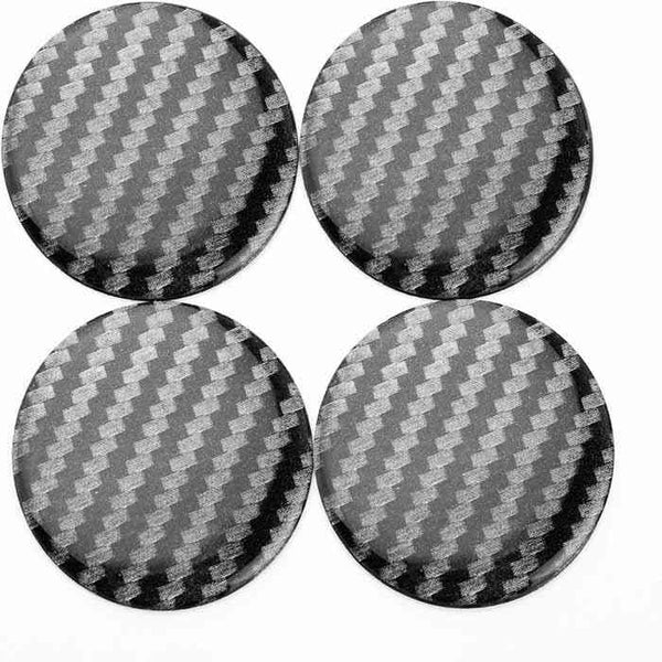 4pcs Black Silver Stripe Pattern Emblem Car Wheel Center Hub Caps Badge Sticker Decal 57mm