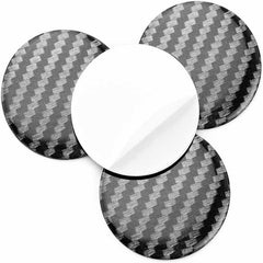 4pcs Black Silver Stripe Pattern Emblem Car Wheel Center Hub Caps Badge Sticker Decal 57mm