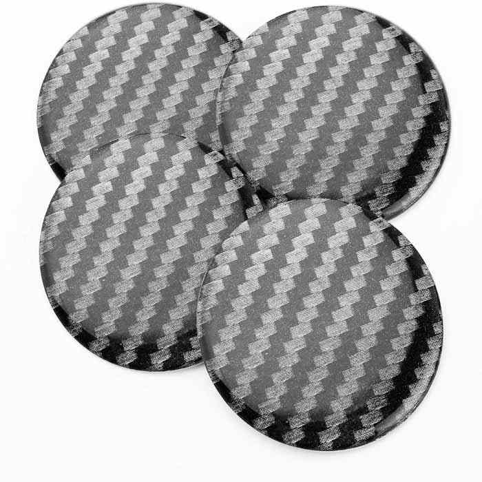 4pcs Black Silver Stripe Pattern Emblem Car Wheel Center Hub Caps Badge Sticker Decal 57mm