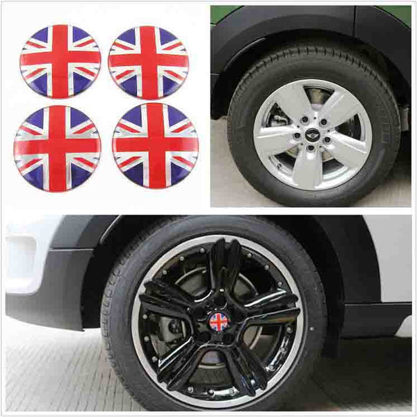 4pcs British Union Jack Emblem Car Wheel Center Hub Cap Caps Badge Sticker Decal 60mm