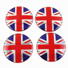 4pcs British Union Jack Emblem Car Wheel Center Hub Cap Caps Badge Sticker Decal 60mm