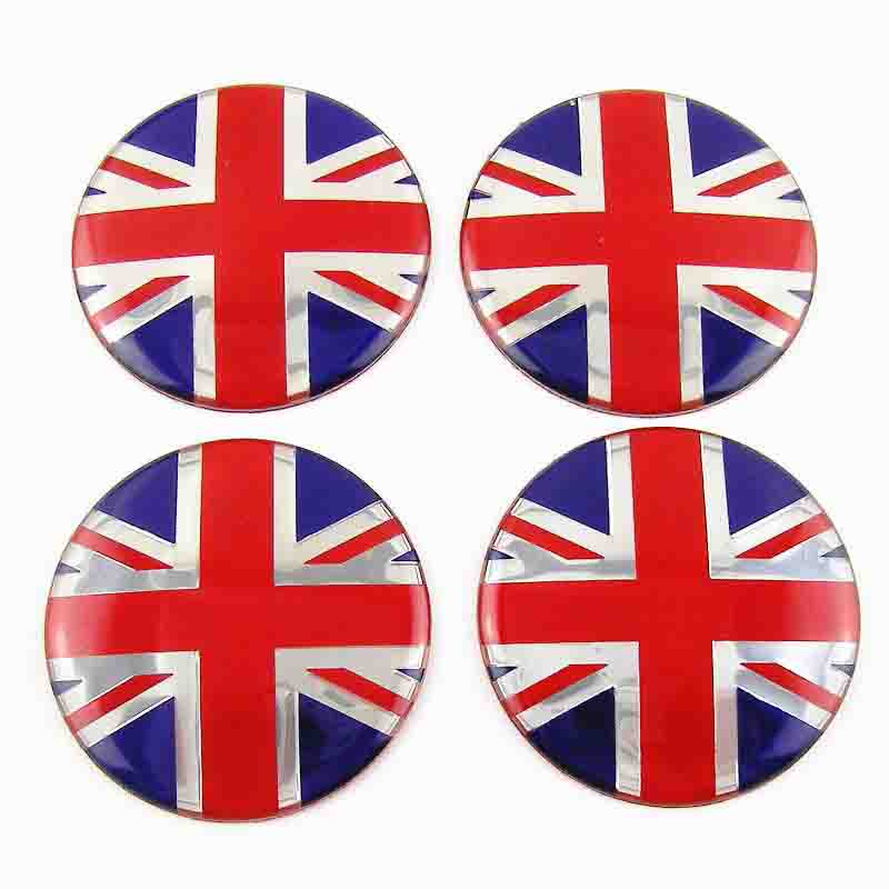 4pcs British Union Jack Emblem Car Wheel Center Hub Cap Caps Badge Sticker Decal 60mm