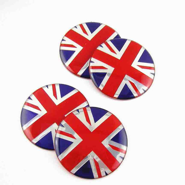 4pcs British Union Jack Emblem Car Wheel Center Hub Cap Caps Badge Sticker Decal 60mm