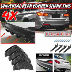 4pcs Carbon Fiber Car Rear Bumper Fin Canard Splitter Diffuser Valence Spoiler