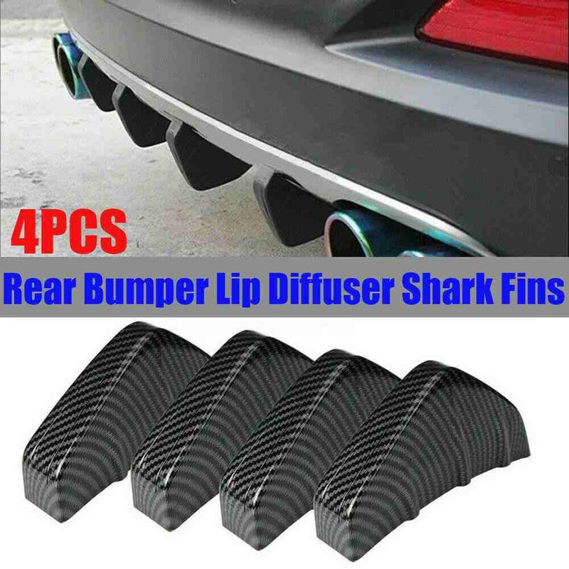 4pcs Carbon Fiber Car Rear Bumper Fin Canard Splitter Diffuser Valence Spoiler