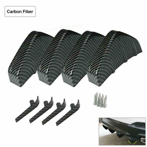 4pcs Carbon Fiber Car Rear Bumper Fin Canard Splitter Diffuser Valence Spoiler