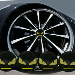 4pcs Evil Eye Emoji Emblem Car Wheel Center Hub Cap Caps Badge Sticker Decal 60mm