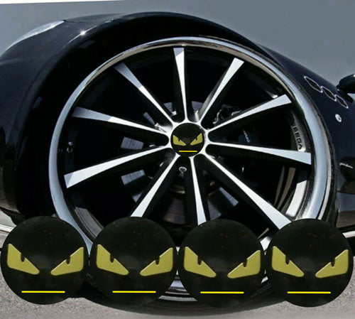 4pcs Evil Eye Emoji Emblem Car Wheel Center Hub Cap Caps Badge Sticker Decal 60mm