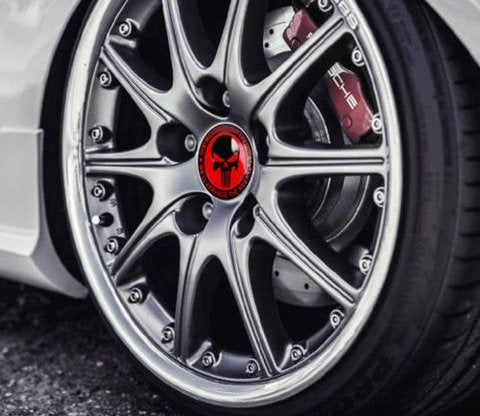 4pcs GOD WILL JUDGE OUR ENEMIES (Red) Emblem Car Wheel Center Hub Cap Caps Badge Sticker Decal 60mm