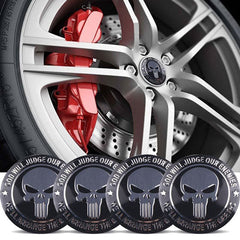 4pcs GOD WILL JUDGE OUR ENEMIES (Silver) Emblem Car Wheel Center Hub Cap Caps Badge Sticker Decal 60mm