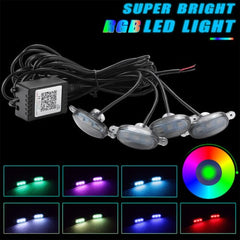 4pcs Mobile App RGB Raptor Style LED Lamp Front Grill Light Kit