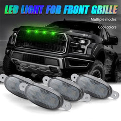 4pcs Mobile App RGB Raptor Style LED Lamp Front Grill Light Kit