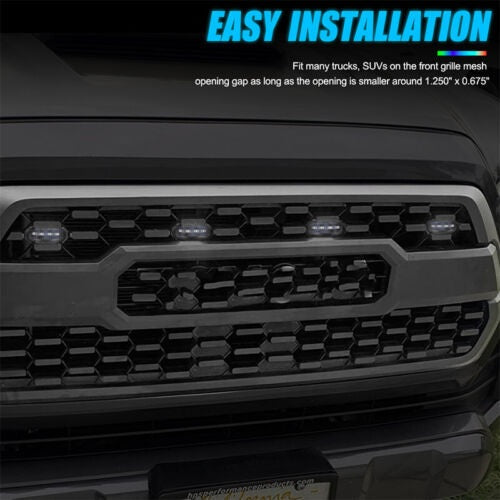 4pcs Mobile App RGB Raptor Style LED Lamp Front Grill Light Kit