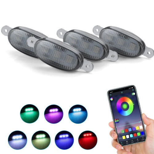 4pcs Mobile App RGB Raptor Style LED Lamp Front Grill Light Kit