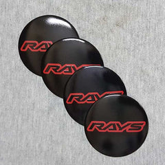 4pcs Rays Red Emblem Car Wheel Center Hub Cap Caps Badge Sticker Decal 60mm