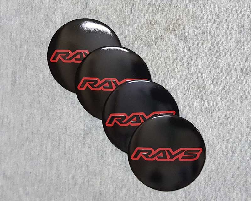 4pcs Rays Red Emblem Car Wheel Center Hub Cap Caps Badge Sticker Decal 60mm