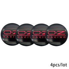 4pcs Red Black O.Z RACING Logo On Black Background Emblem Car Wheel Center Hub Caps Badge Sticker Decal 57mm