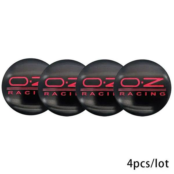 4pcs Red Black O.Z RACING Logo On Black Background Emblem Car Wheel Center Hub Caps Badge Sticker Decal 57mm