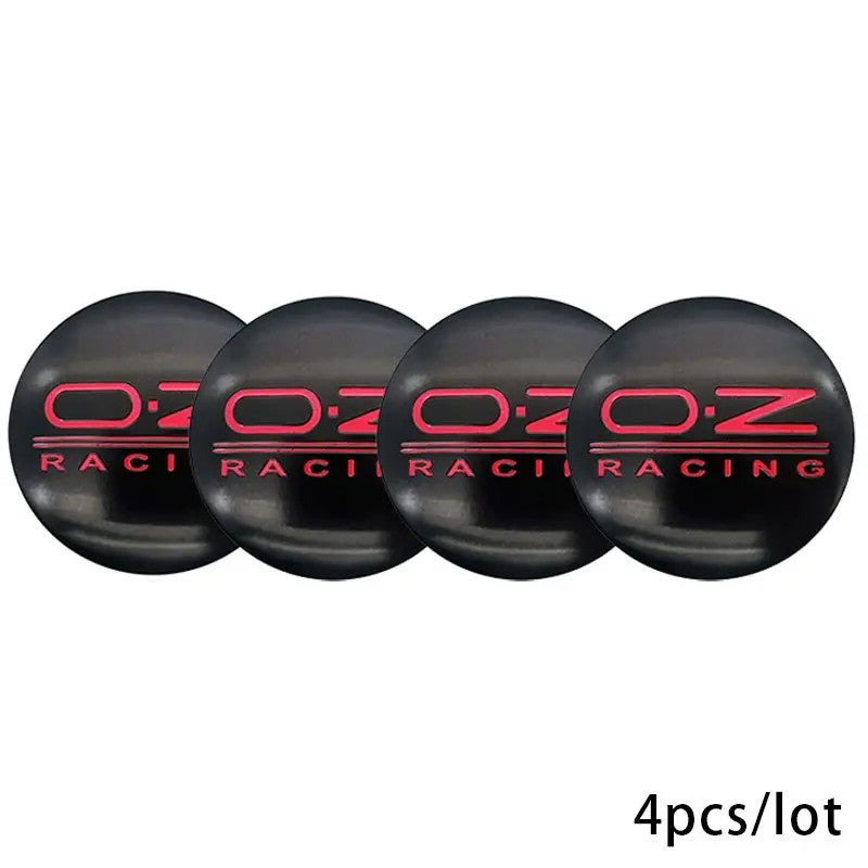 4pcs Red Black O.Z RACING Logo On Black Background Emblem Car Wheel Center Hub Caps Badge Sticker Decal 57mm