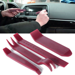 4Pcs Red Car Door Plastic Trim Panel Clip Dash Radio Removal Pry Open Tool Kit