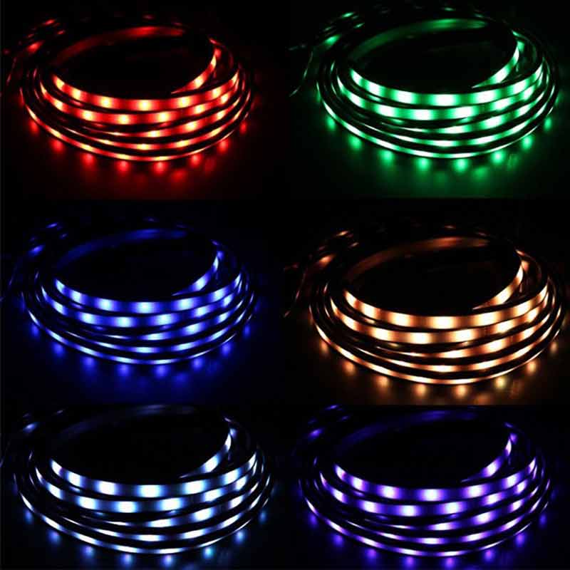 4pcs RGB LED Car Tube Strip Underglow Body Neon Light With Wireless Remote