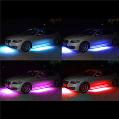 4pcs RGB LED Car Tube Strip Underglow Body Neon Light With Wireless Remote