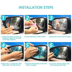 4pcs Set Car Rear-View Mirror Waterproof PET Material Anti Fog Film For All Vehicles