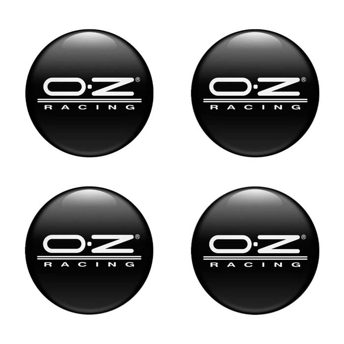 4pcs Silver O.Z RACING Logo On Black Background Emblem Car Wheel Center Hub Cap Caps Badge Sticker Decal 60mm