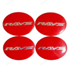4pcs Silver Rays Logo On Red Background Emblem Car Wheel Center Hub Cap Caps Badge Sticker Decal 60mm
