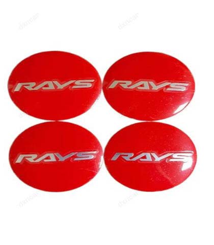 4pcs Silver Rays Logo On Red Background Emblem Car Wheel Center Hub Cap Caps Badge Sticker Decal 60mm