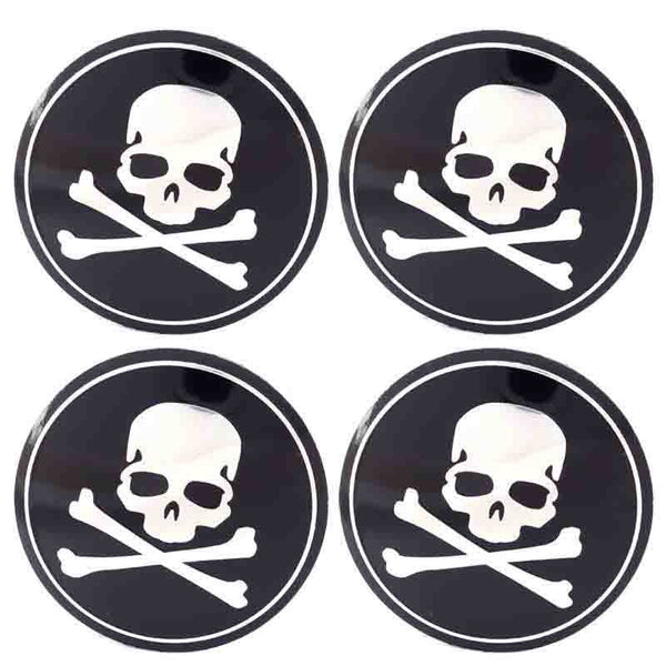 4pcs Skull Cross Emblem Car Wheel Center Hub Cap Caps Badge Sticker Decal 60mm