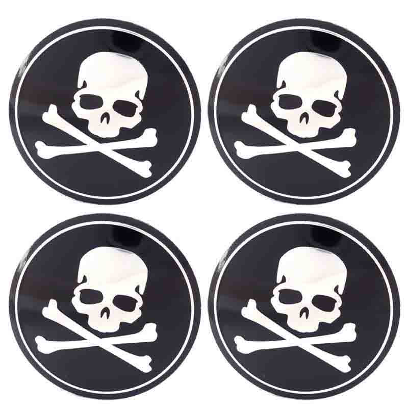 4pcs Skull Cross Emblem Car Wheel Center Hub Cap Caps Badge Sticker Decal 60mm