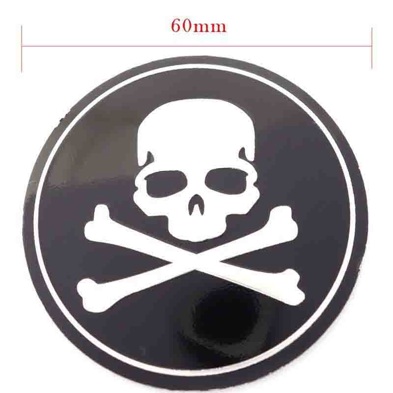 4pcs Skull Cross Emblem Car Wheel Center Hub Cap Caps Badge Sticker Decal 60mm
