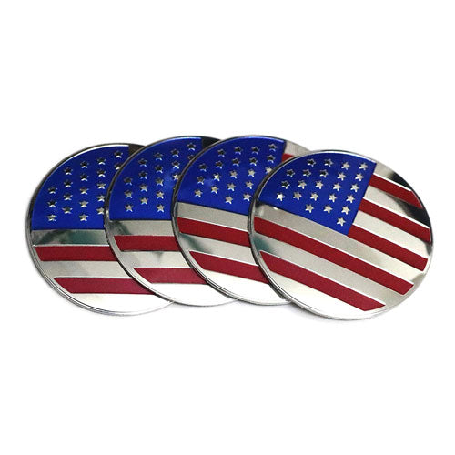 4pcs USA Flag Car Wheel Center Hub Cap Caps Badge Sticker Decal 60mm