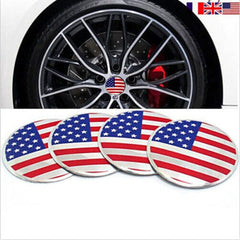 4pcs USA Flag Car Wheel Center Hub Cap Caps Badge Sticker Decal 60mm