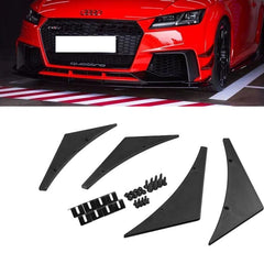 4x Matte Black Car Bumper Lip Fins Canards Splitter Diffuser Valence Spoiler Lip