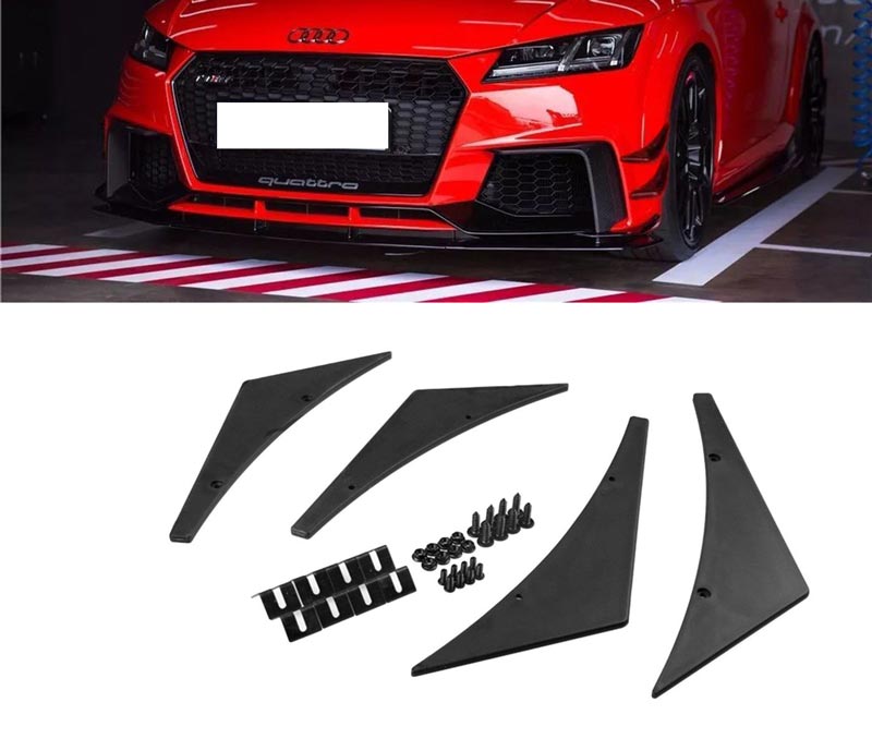 4x Matte Black Car Bumper Lip Fins Canards Splitter Diffuser Valence Spoiler Lip